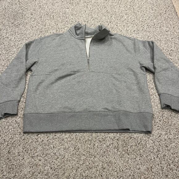 Everlane Tops - Everlane Heather Gray Quarter-Zip Sweatshirt
